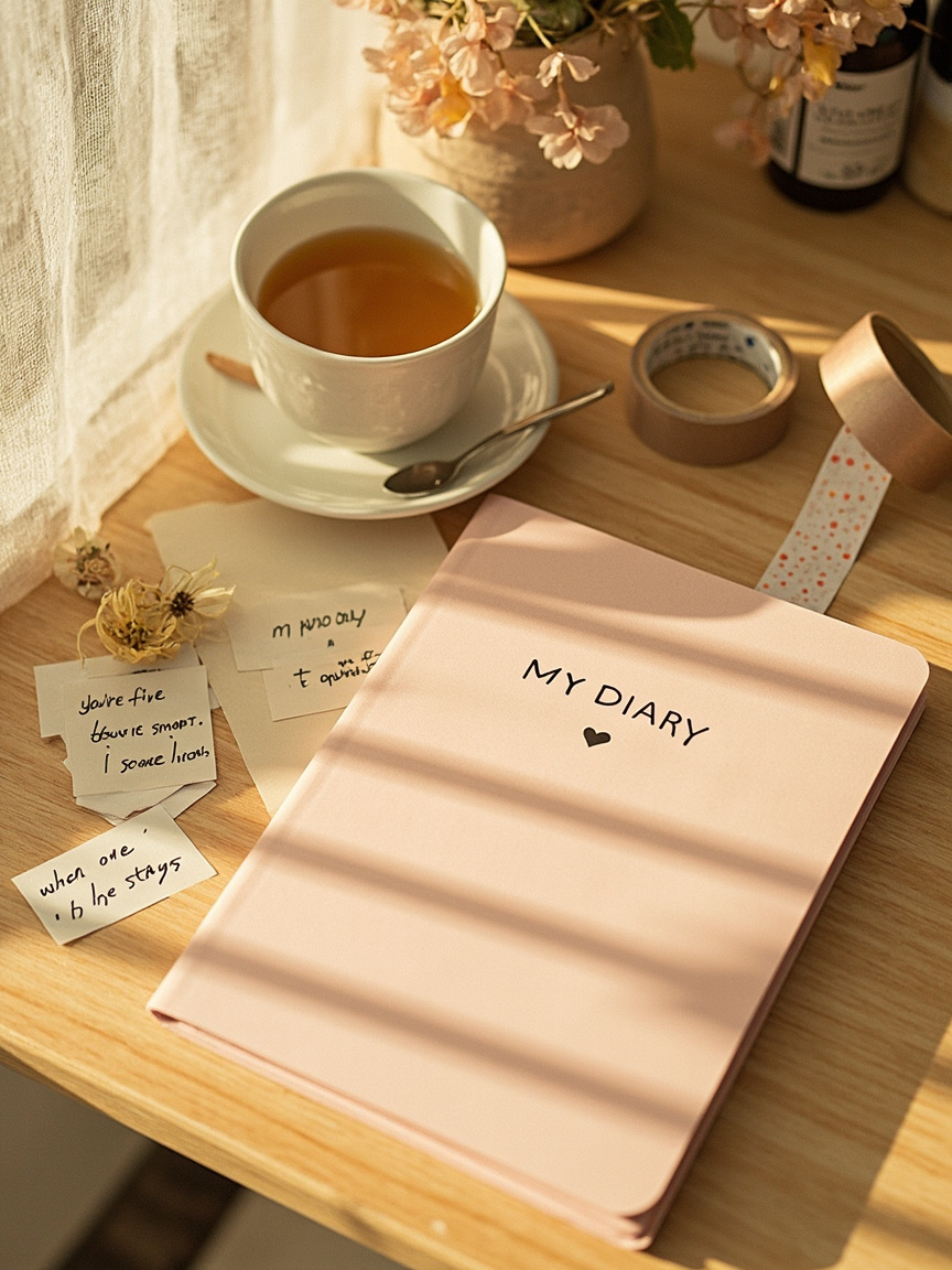 three booklets on a table